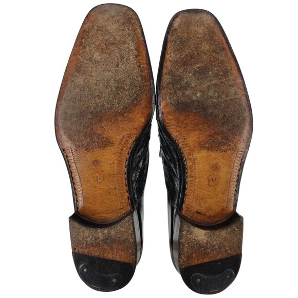 Vintage Bally Switzerland Exotic Ostrich Leather Dress Shoe Men 9.5 Brown Loafer - Picture 3 of 12